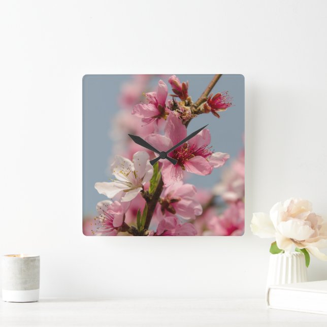 Reloj Cuadrado Flor sakura, flor japonesa rosa (Hogar)