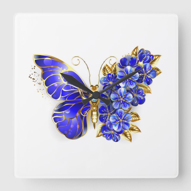 Reloj Cuadrado Flor Sapphire Mariposa (Anverso)