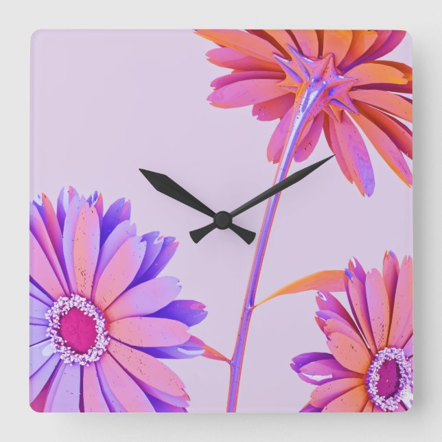 Reloj Cuadrado Floral (Anverso)