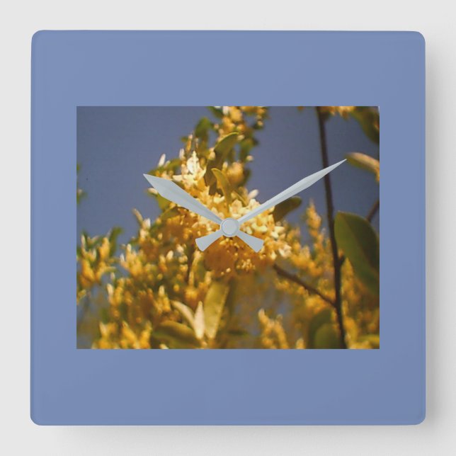 Reloj Cuadrado Floral de Blue Skies (Anverso)