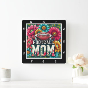 Reloj Cuadrado Floral de Mamá de Fútbol