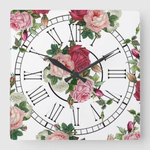 Reloj Cuadrado Floral de país francés Bonito