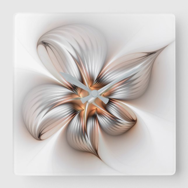 Reloj Cuadrado Floral Elegance Modern Abstract Fractal Art (Anverso)