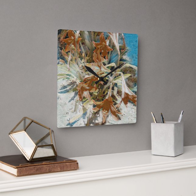 Reloj Cuadrado Floral exótica (Oficina)