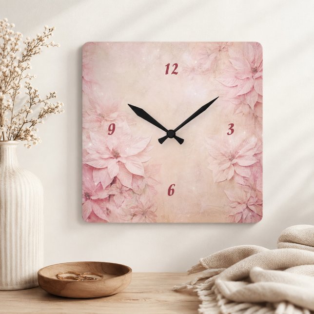 Reloj Cuadrado Floral Rosa  (Subido por el creador)
