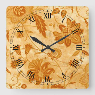 Reloj Cuadrado Floral Square Roman Numerals Clock