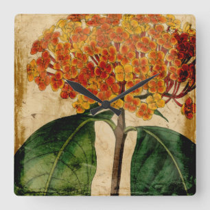 Reloj Cuadrado Floral vibrante I