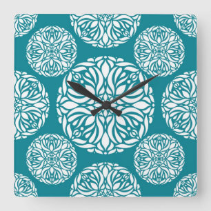 Reloj Cuadrado Floral winter snowflake
