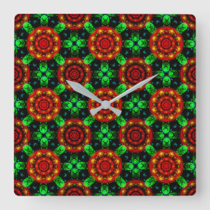 Reloj Cuadrado Florales Moderno Boho Elegante Patrón Abstracto #5