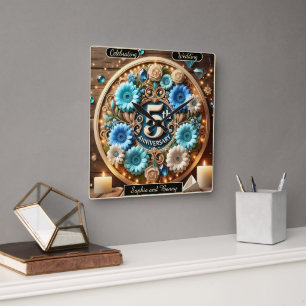 Reloj Cuadrado Florecimiento del amor: Elegante diseño del quinto