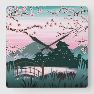 Reloj Cuadrado Flores