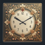 Reloj Cuadrado Flores Art Deco<br><div class="desc">Gran diseño de reloj. Te encantará como a otros. Tenga la libertad de usar este diseño para otro producto que desee o para el personalizar y agregue su texto. Sígueme por más. Gracias. Que tengas un buen día.</div>