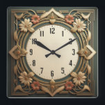 Reloj Cuadrado Flores Art Deco<br><div class="desc">Gran diseño de reloj. Te encantará como a otros. Tenga la libertad de usar este diseño para otro producto que desee o para el personalizar y agregue su texto. Sígueme por más. Gracias. Que tengas un buen día.</div>