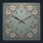 Reloj Cuadrado Flores Art Deco<br><div class="desc">Gran diseño de reloj. Te encantará como a otros. Tenga la libertad de usar este diseño para otro producto que desee o para el personalizar y agregue su texto. Sígueme por más. Gracias. Que tengas un buen día.</div>