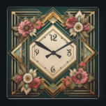 Reloj Cuadrado Flores Art Deco<br><div class="desc">Gran diseño de reloj. Te encantará como a otros. Tenga la libertad de usar este diseño para otro producto que desee o para el personalizar y agregue su texto. Sígueme por más. Gracias. Que tengas un buen día.</div>