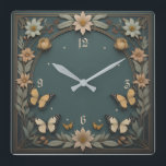 Reloj Cuadrado Flores Art Deco<br><div class="desc">Gran diseño de reloj. Te encantará como a otros. Tenga la libertad de usar este diseño para otro producto que desee o para el personalizar y agregue su texto. Sígueme por más. Gracias. Que tengas un buen día.</div>