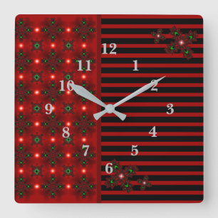 Reloj Cuadrado Flores artdeco en estilo retro