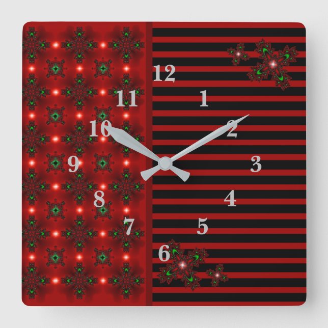 Reloj Cuadrado Flores artdeco en estilo retro (Anverso)