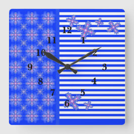 Reloj Cuadrado Flores artdeco en estilo retro