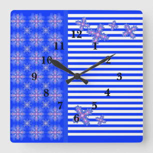 Reloj Cuadrado Flores artdeco en estilo retro