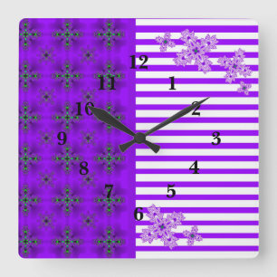 Reloj Cuadrado Flores artdeco en estilo retro