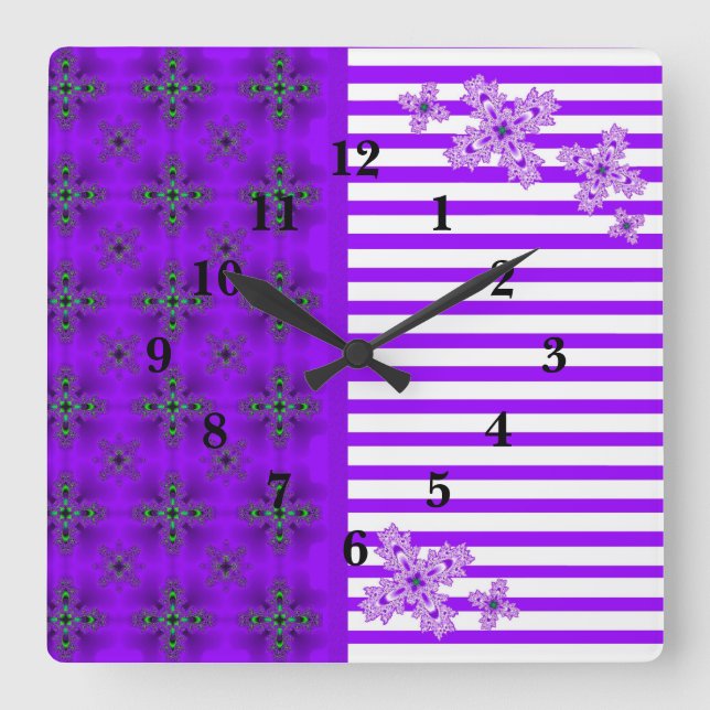 Reloj Cuadrado Flores artdeco en estilo retro (Anverso)