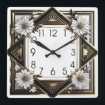 Reloj Cuadrado Flores blancas Art Deco<br><div class="desc">Gran diseño de reloj. Te encantará como a otros. Tenga la libertad de usar este diseño para otro producto que desee o para el personalizar y agregue su texto. Sígueme por más. Gracias. Que tengas un buen día.</div>
