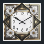 Reloj Cuadrado Flores blancas Art Deco<br><div class="desc">Gran diseño de reloj. Te encantará como a otros. Tenga la libertad de usar este diseño para otro producto que desee o para el personalizar y agregue su texto. Sígueme por más. Gracias. Que tengas un buen día.</div>