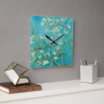 Reloj Cuadrado Flores de almendra por van Gogh<br><div class="desc">Obra de arte famosa pintada por Vincent van Gogh en Arles,  Francia 1890 Más objetos con diseños de van Gogh: www.zazzle.com/aura2000/van gogh</div>