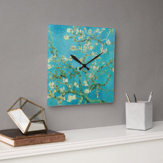 Reloj Cuadrado Flores de almendra por van Gogh