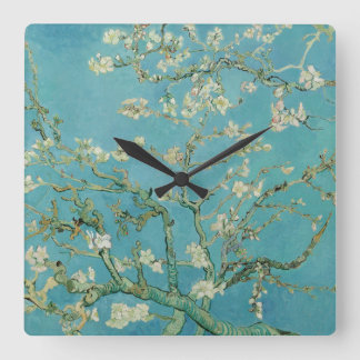 Reloj Cuadrado Flores de Almendro por Vincent Van Gogh Arte Fino