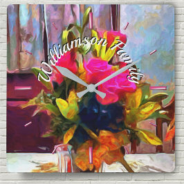 Reloj Cuadrado Flores de amor familiares PM0001