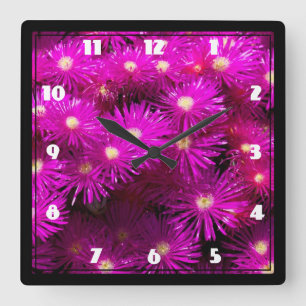 Reloj Cuadrado Flores de Aster Rosa