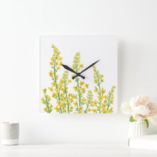 Reloj Cuadrado Flores de citrina amarilla moderna