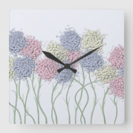 Reloj Cuadrado Flores de color pastel de bonito