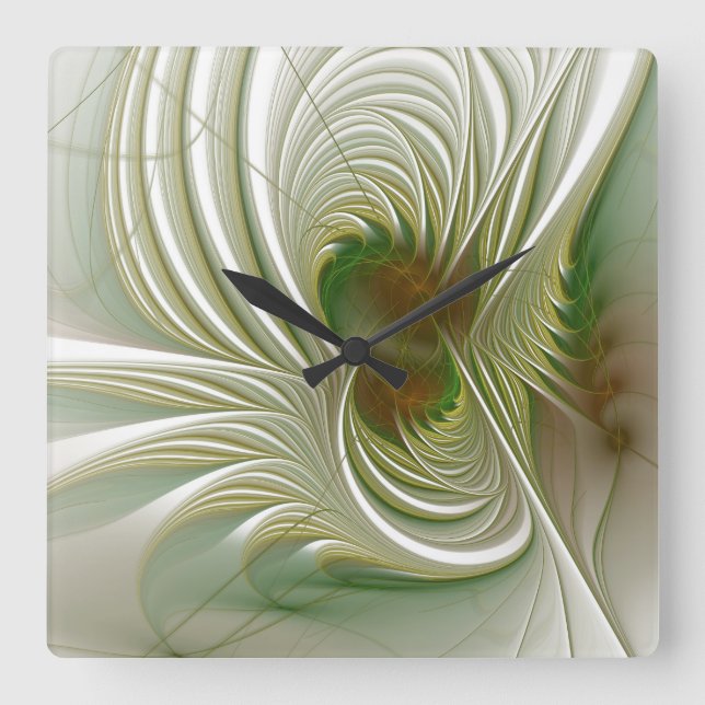 Reloj Cuadrado Flores de fantasía fractal blandas y tendientes (Anverso)