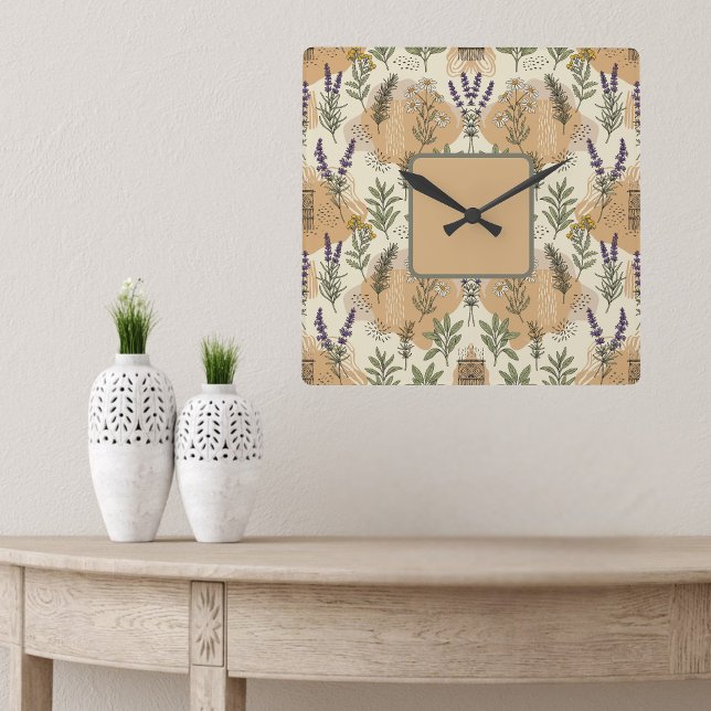 Reloj Cuadrado Flores de hierbas (Subido por el creador)