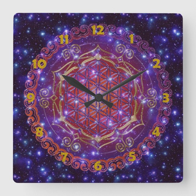 Reloj Cuadrado FLORES DE LA VIDA/Blume des Lebens Ornament I Squa (Anverso)