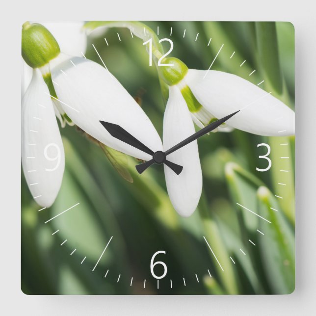 Reloj Cuadrado Flores de nieve (Anverso)
