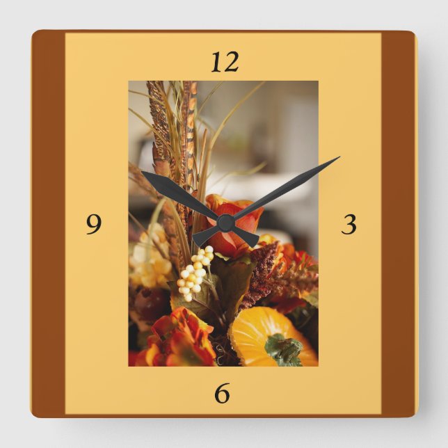 Reloj Cuadrado Flores de otoño - (Anverso)