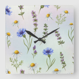 Reloj Cuadrado Flores de pradera de Natasha Us