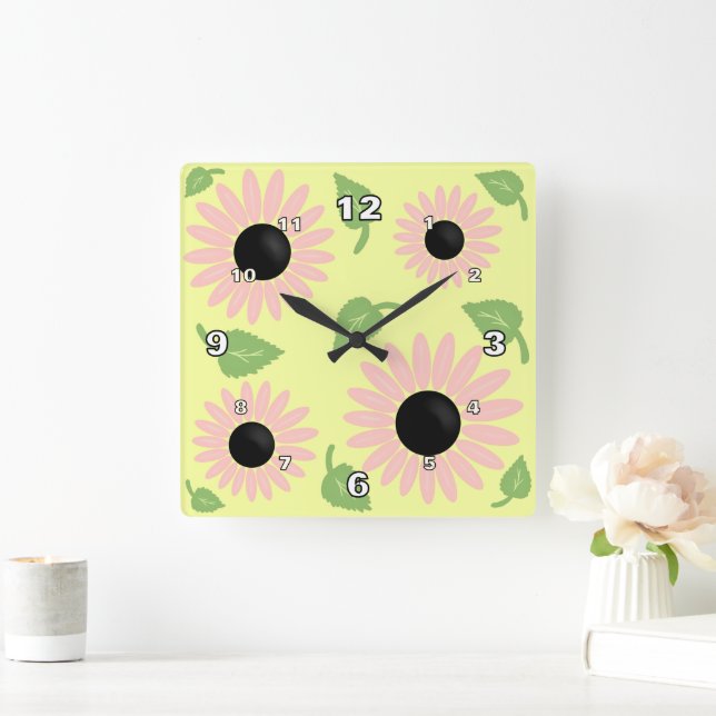 Reloj Cuadrado Flores de primavera (Hogar)