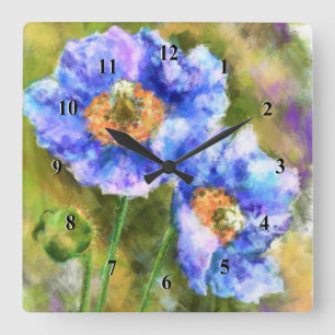 Reloj Cuadrado Flores de primavera resumen pintura de arte