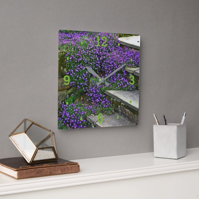 RELOJ CUADRADO FLORES DE RELOJ/PURPLE DE PARED QUE SE AJUSTAN A P (Oficina)