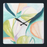 Reloj Cuadrado Flores de ventilador IV<br><div class="desc">Flores de ventilador IV por June Erica Vess</div>