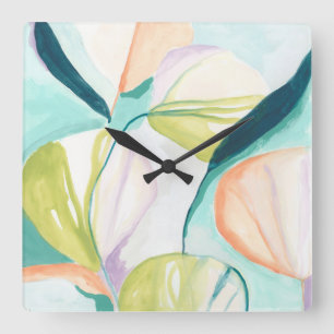 Reloj Cuadrado Flores de ventilador IV