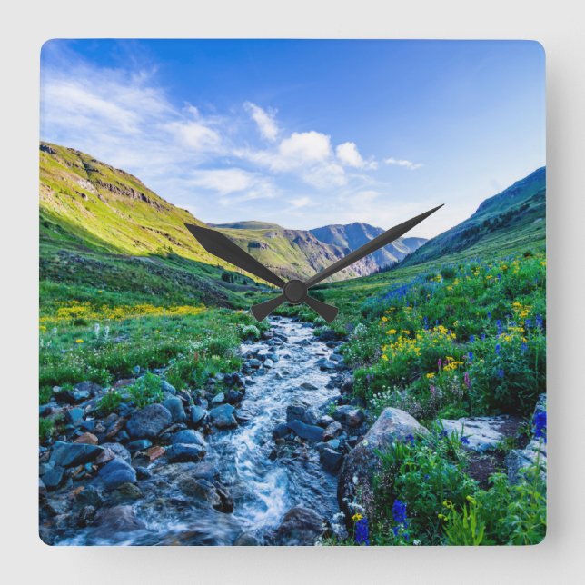 Reloj Cuadrado Flores | Flores silvestres en Colorado (Anverso)