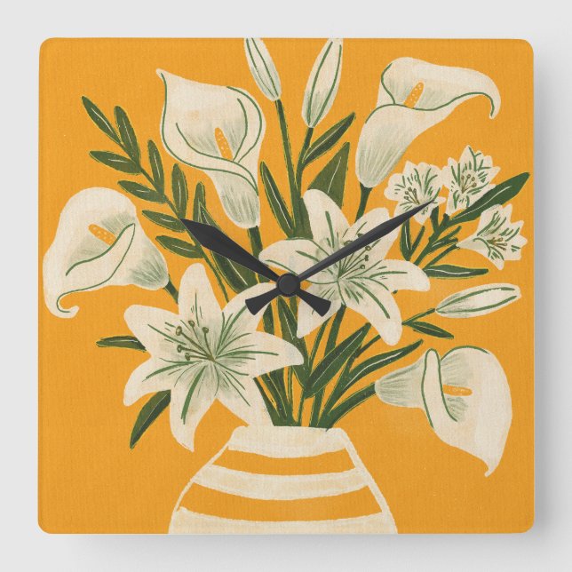 Reloj Cuadrado Flores Hermosas (Anverso)