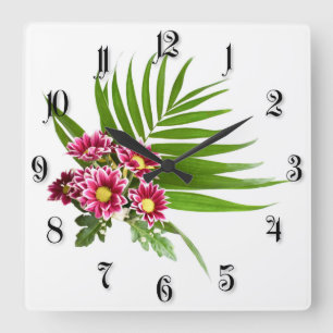 Reloj Cuadrado Flores moradas