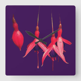 Reloj Cuadrado Flores rojas